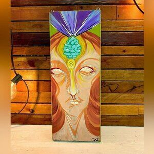 Original Peneal  Painting Acrylic On Board 14”x 5.5”